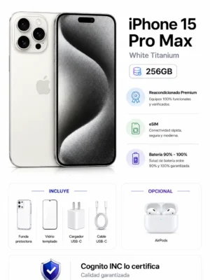 iPhone 15 Pro MAX Titanio Blanco 256Gb eSIM
