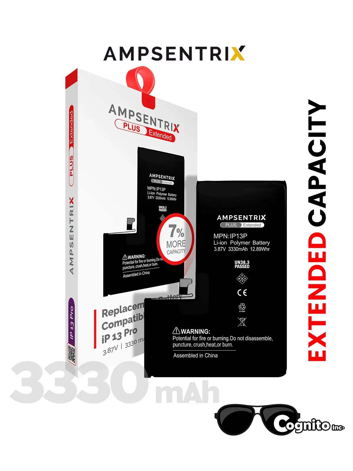 Bateria iPhone 13 Pro AMPsentrix PLUS Extended Autoprogramable